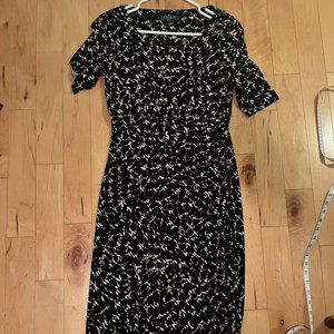 Ralph Lauren Black Ruched Side Print Dress Women's 4